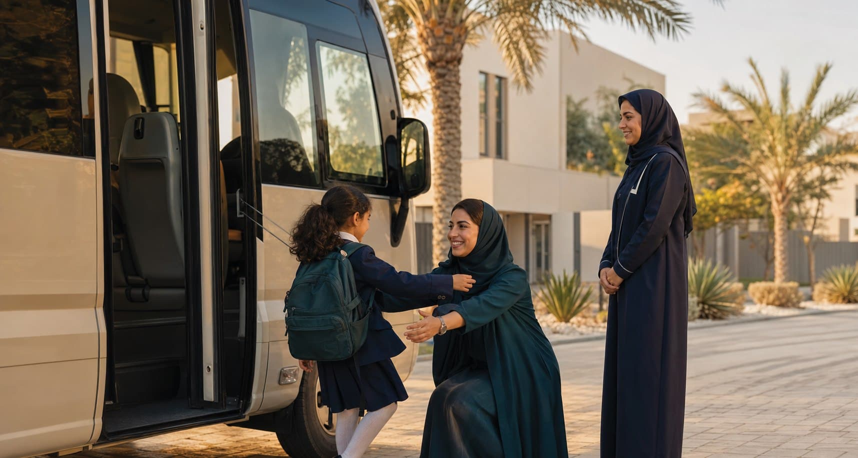 A student completes a supervised school journey in Kuwait.